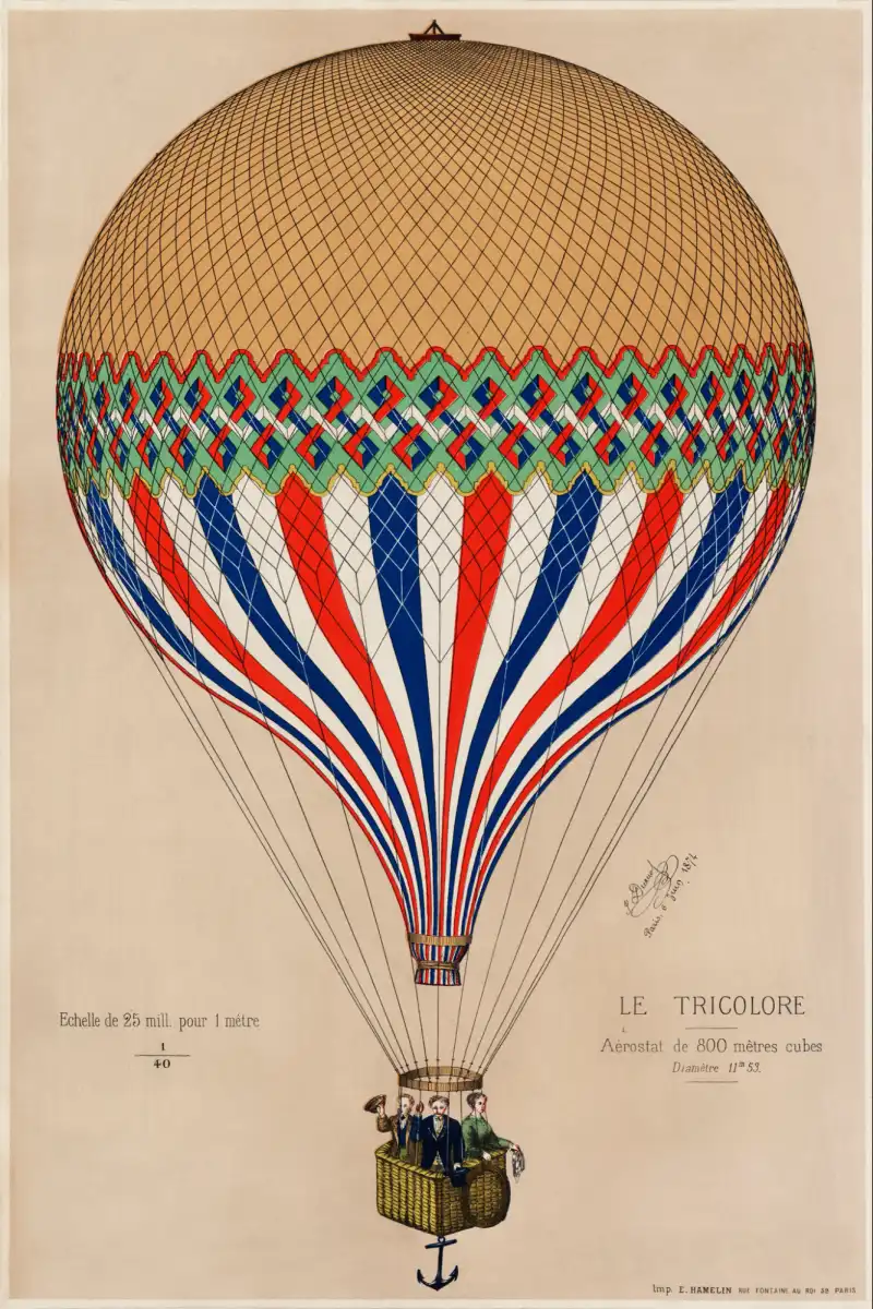 Vintage Hot Air Balloon Art In French Decor